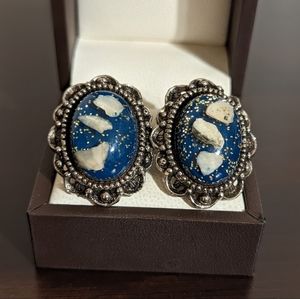 Vintage Teal Stone Earrings